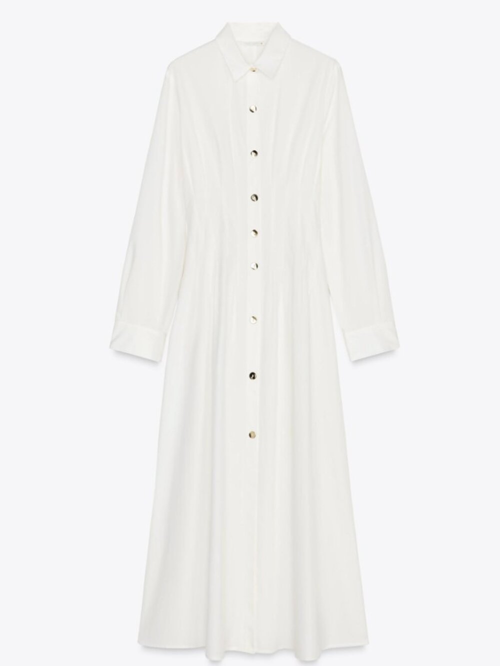 ZARA FITTED WAIST POPLIN DRESS IN WHITE SIZE SMALL - Picture 3 of 9